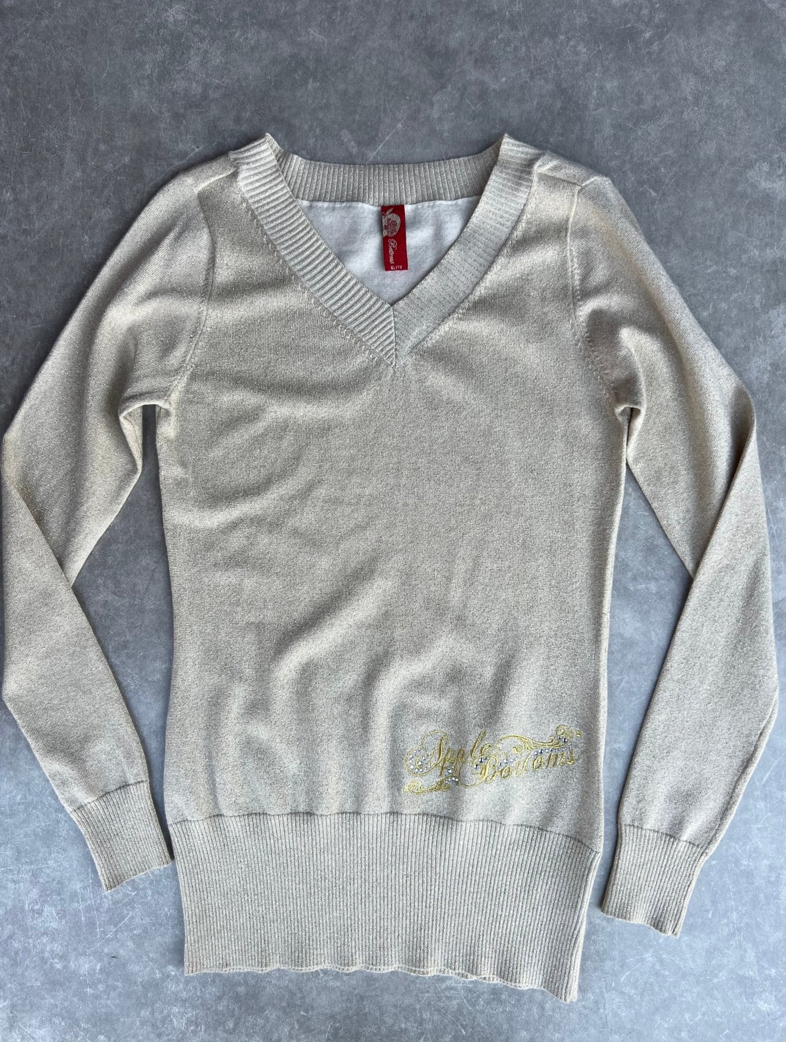 2000s Vintage Apple Bottom Gold Embroidered Sweater Top Size XL - XL | Martin City Vintage