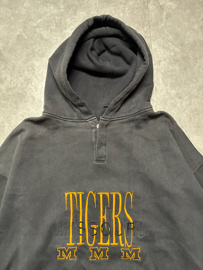 90s Vintage Missouri Tigers Embroidered Black Hoodie -XL