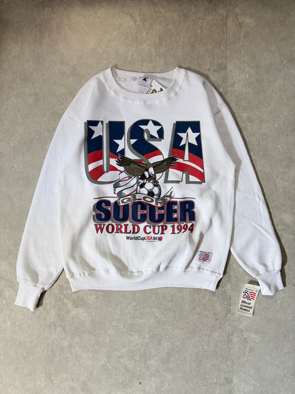 1994 Vintage FIFA World Cup USA Deadstock White Crewneck -M