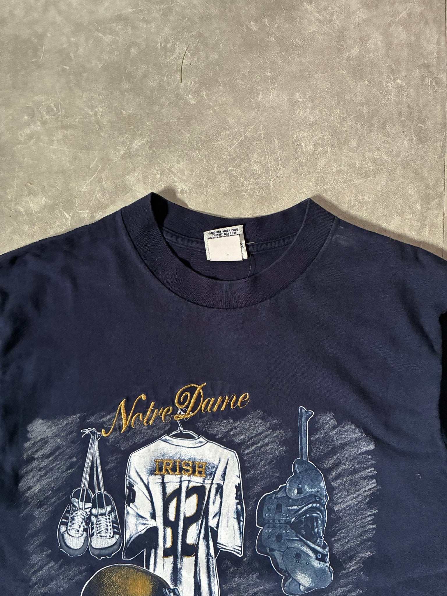 90s Vintage Notre Dame Locker Room Navy T-Shirt -XL - XL | Martin City Vintage