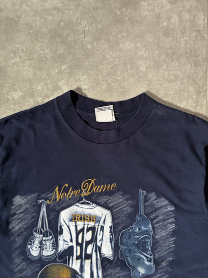 90s Vintage Notre Dame Locker Room Navy T-Shirt -XL - XL | Martin City Vintage