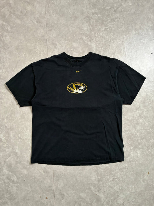 2000s Vintage Mizzou Tigers Center Swoosh Black T-Shirt -XL - XL | Martin City Vintage