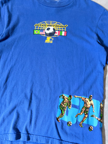 2000s Vintage FIFA World Cup Soccer Starter Wrap Around Blue T Shirt -M