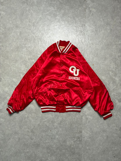 90s Vintage Oklahoma Sooners Red Satin Jacket -M