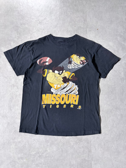 90s Vintage Mizzou Tigers Football Looney Tunes Black T-Shirt -XL