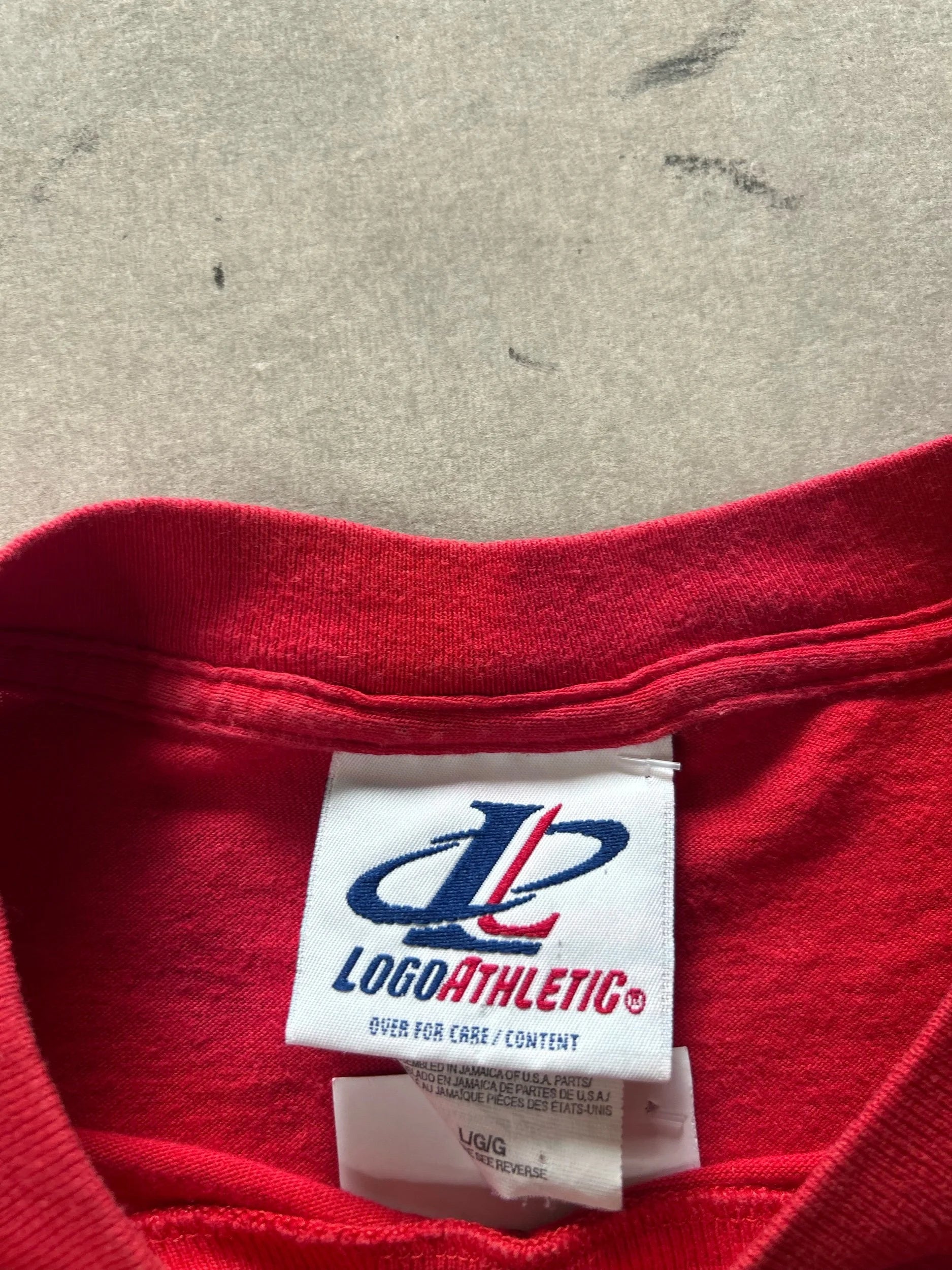 90s Vintage Kansas City Chiefs Embroidered Logo Athletic Red T Shirt Size L - | Martin City Vintage