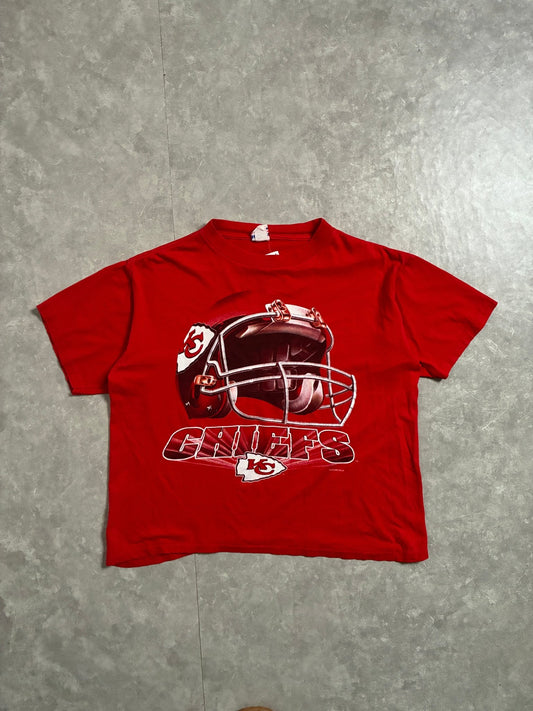 90s Vintage Kansas City Chiefs Helmet Big Print T-Shirt -XL - XL | Martin City Vintage