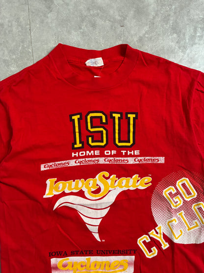 90s Vintage Iowa State Cyclones Wrap Around Red T-Shirt -L