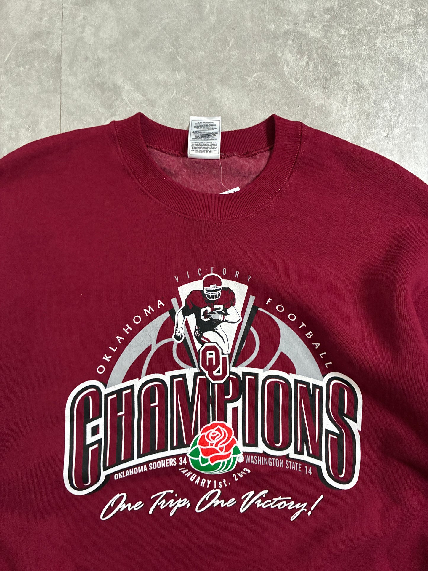 2003 Vintage Oklahoma Sooners Rose Bowl Red Crewneck -L