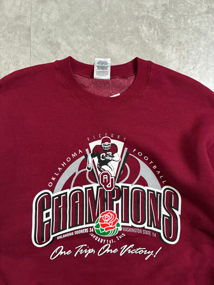 2003 Vintage Oklahoma Sooners Rose Bowl Red Crewneck -L