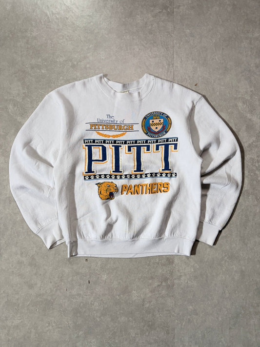 90s Vintage Pittsburgh Panthers White Crewneck -L