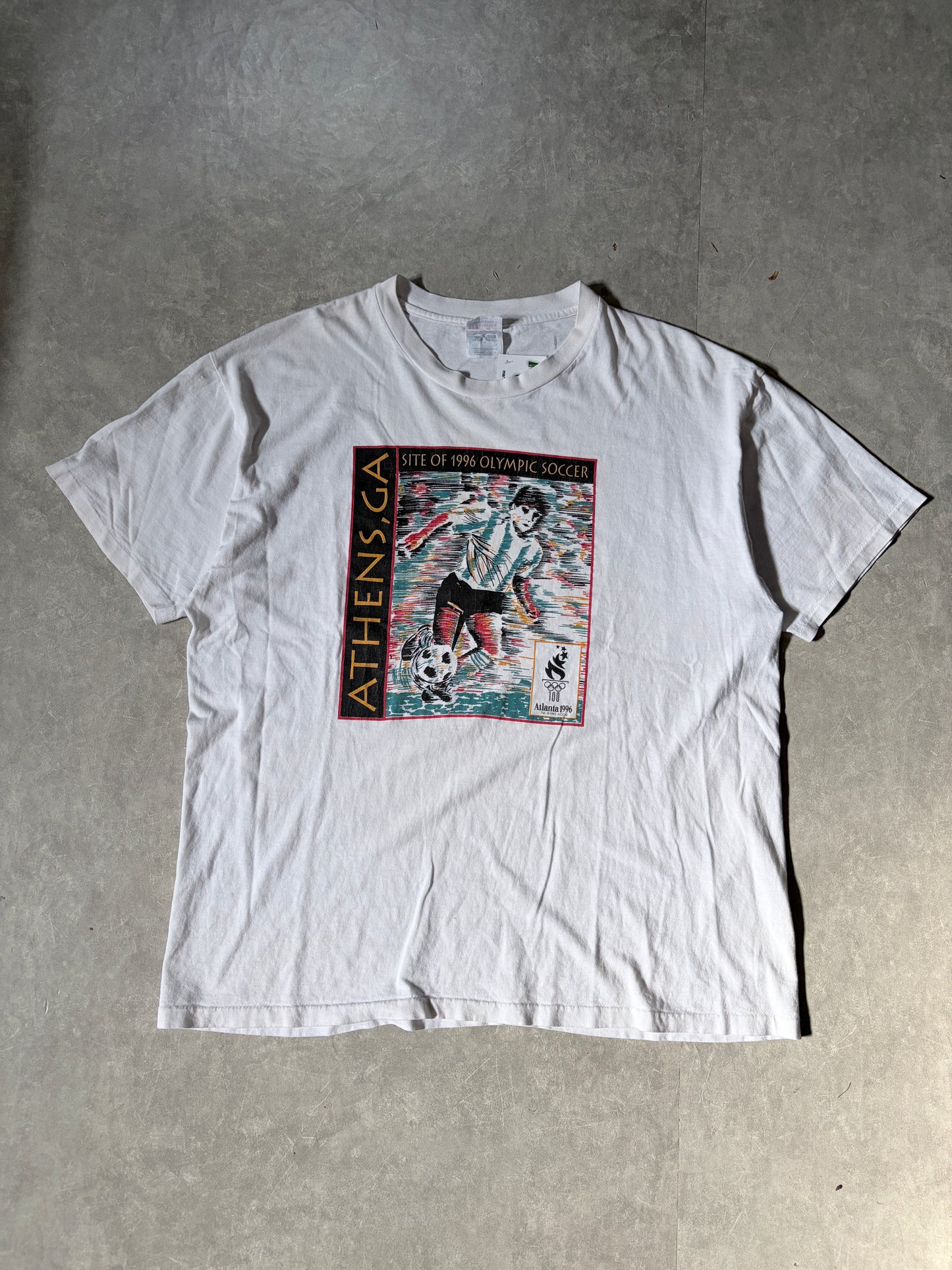 1996 Vintage Olympic Soccer Maradona White T Shirt -XL