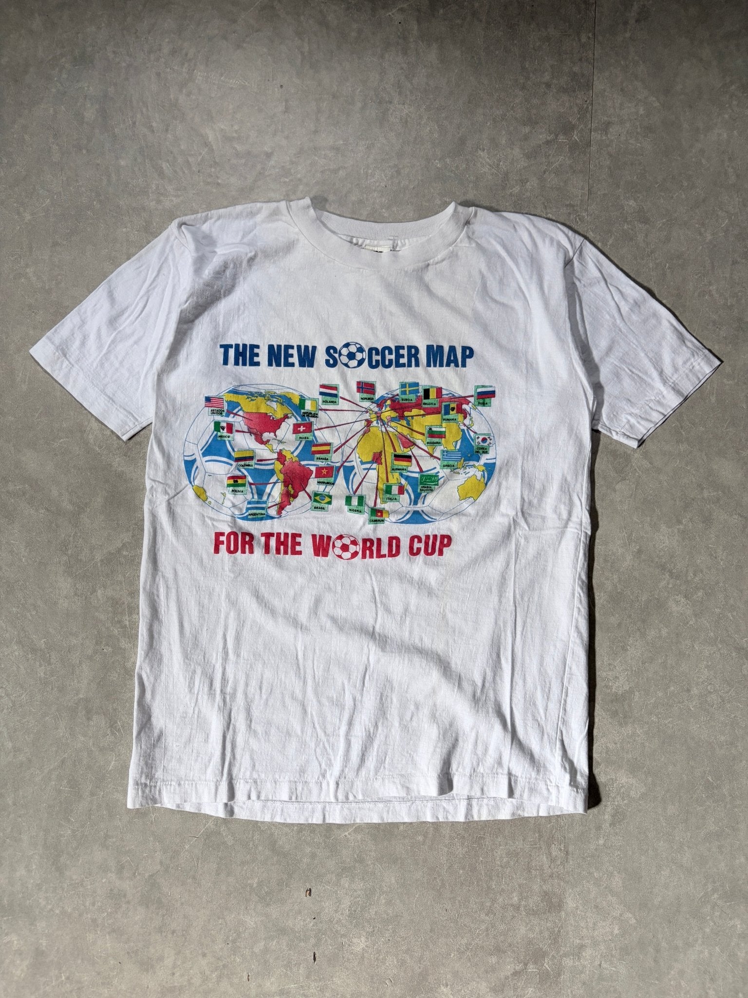 90s Vintage FIFA World Cup Map White T Shirt -L - L | Martin City Vintage
