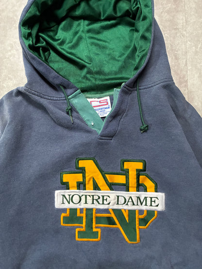 90s Vintage Notre Dame Fighting Irish Faded Grey Hoodie -L