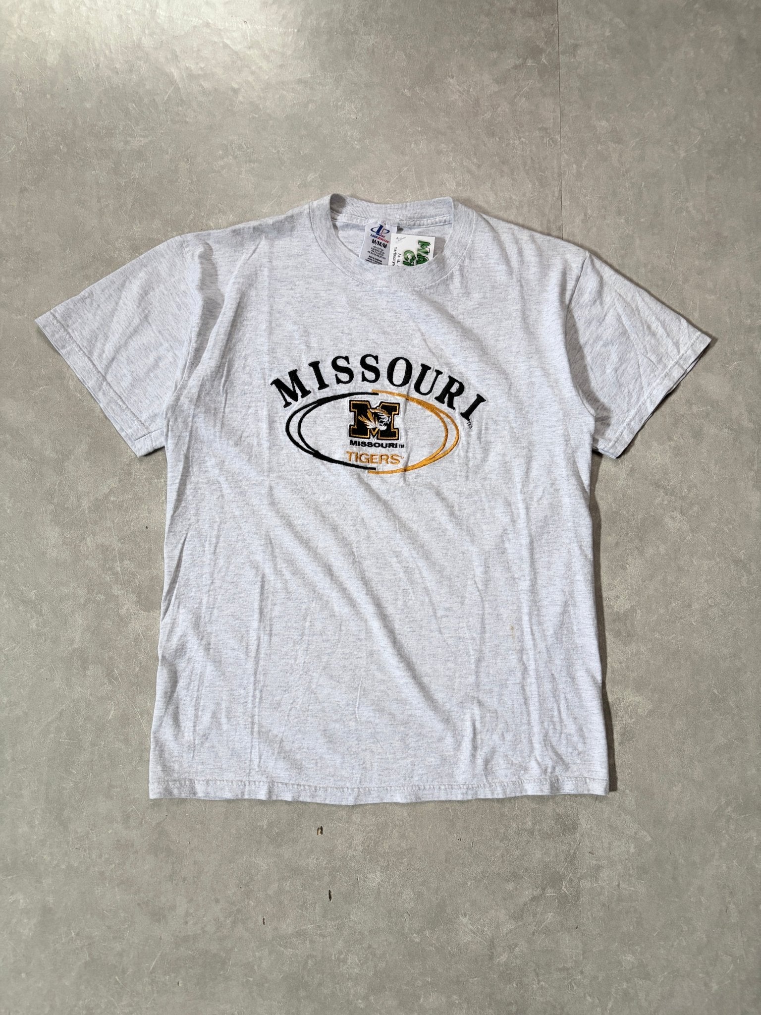 90s Vintage Missouri Tigers Embroidered Heather Grey T-Shirt -M - M | Martin City Vintage