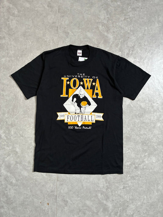 90s Vintage Iowa Hawkeyes Football Black T-Shirt -L - L | Martin City Vintage