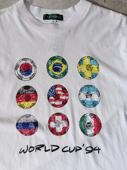 1994 Vintage FIFA World Cup Soccer Balls White T Shirt -M