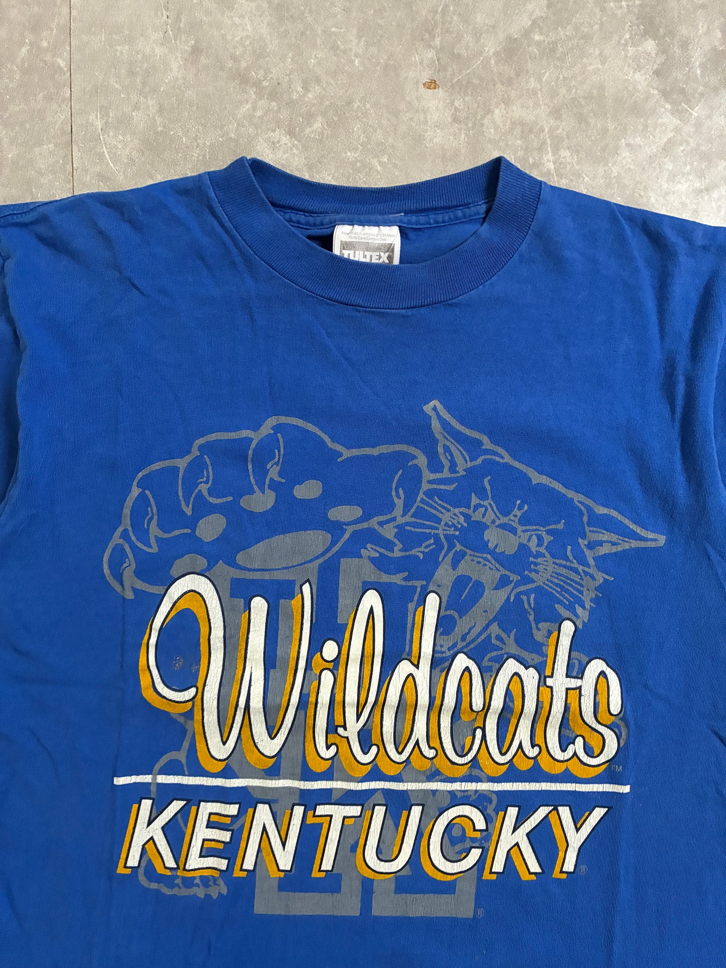 90s Vintage Kentucky Wildcats Script Blue T-Shirt -L