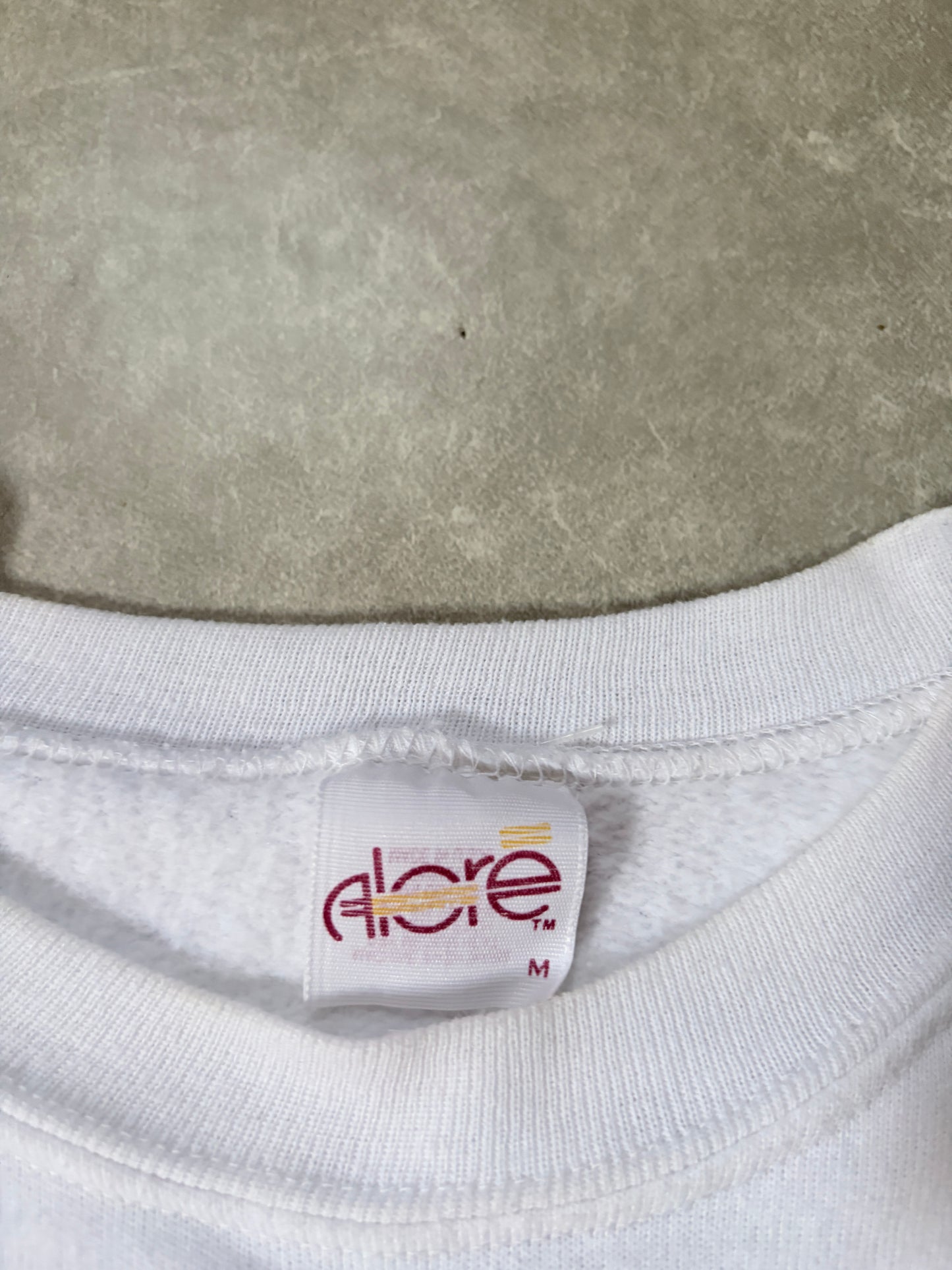 90s Vintage Soccer Art White Crewneck -M
