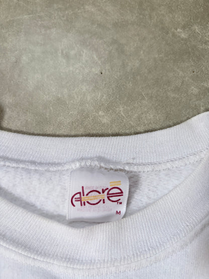 90s Vintage Soccer Art White Crewneck -M