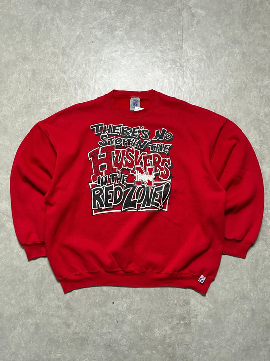 90s Vintage Nebraska Cornhuskers Graffiti Print Red Crewneck -XXXL - XXXL | Martin City Vintage