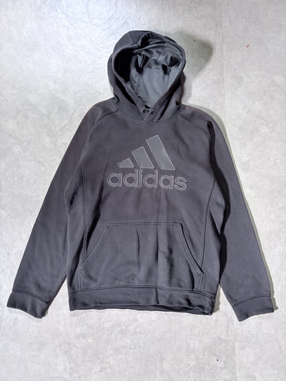2000s Vintage Adidas Embroidered Faded Black Hoodie -S