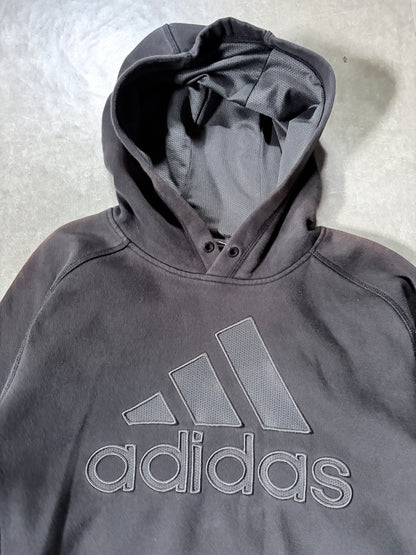 2000s Vintage Adidas Embroidered Faded Black Hoodie -S
