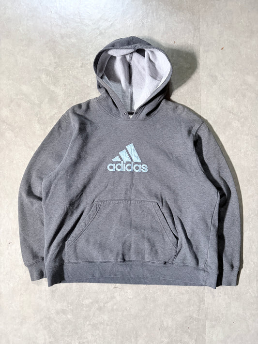 2000s Vintage Adidas Embroidered Grey Hoodie -XL