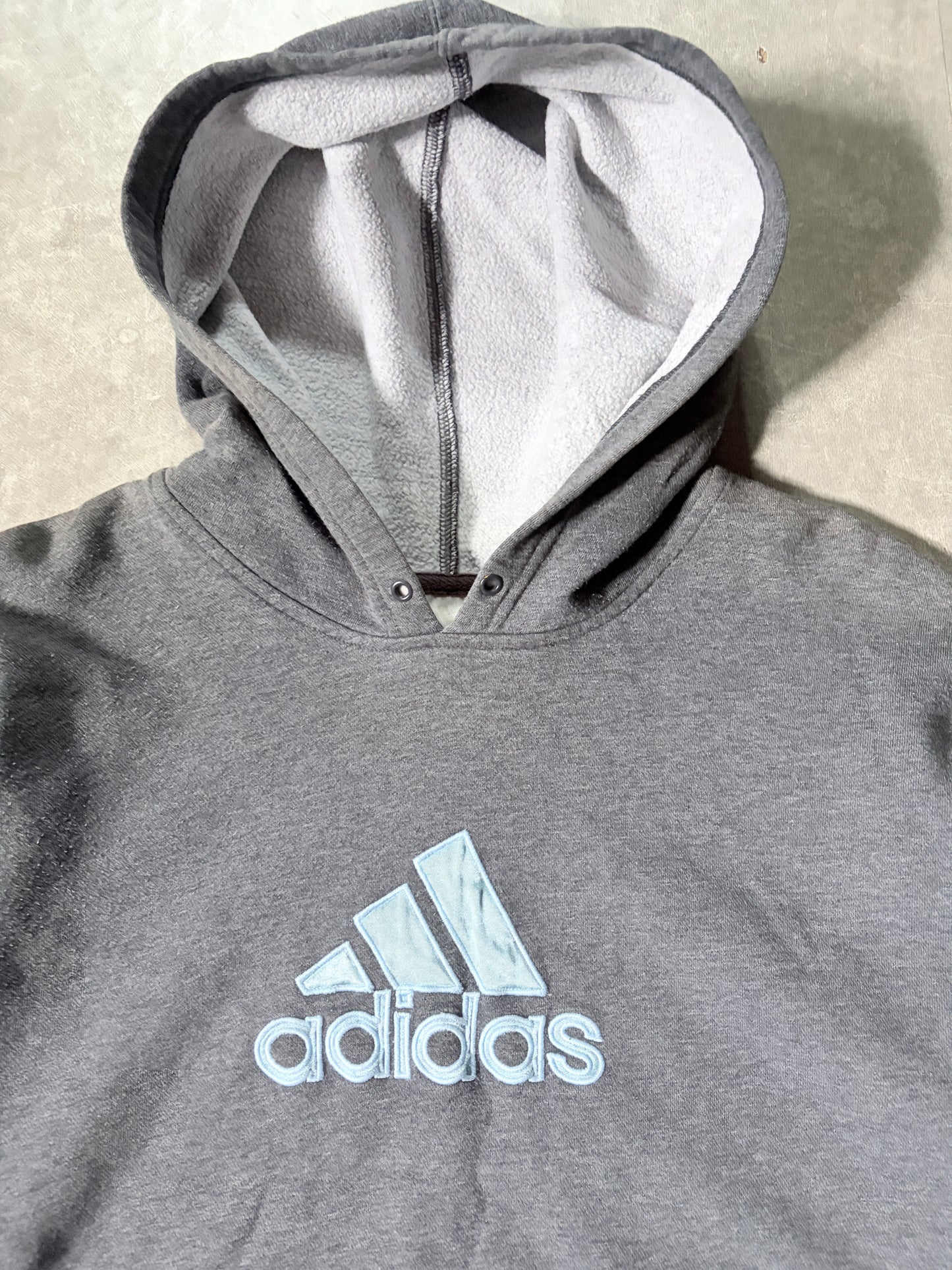 2000s Vintage Adidas Embroidered Grey Hoodie -XL