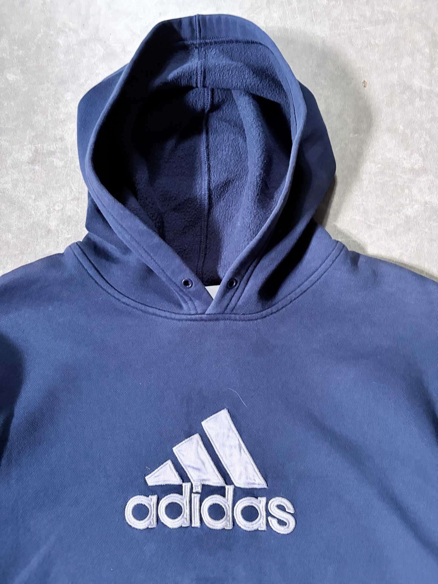 2000s Vintage Adidas Embroidered Navy Hoodie -L