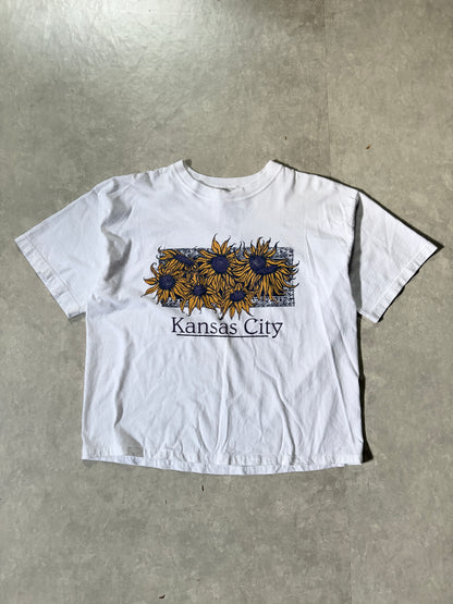 90s Vintage Kansas City Sunflowers White T Shirt -L