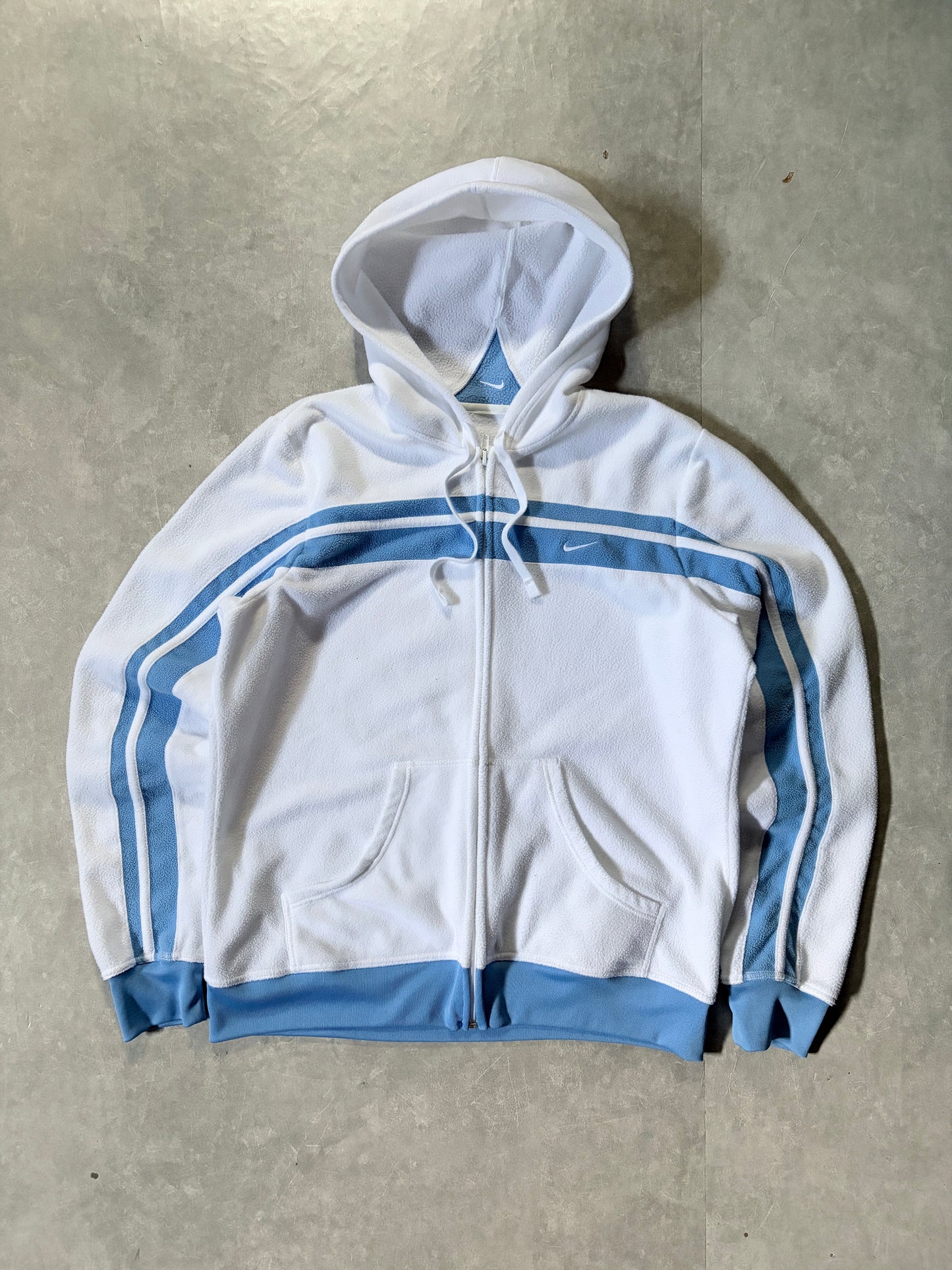 2000s Vintage Nike White Fleece Hoodie -M