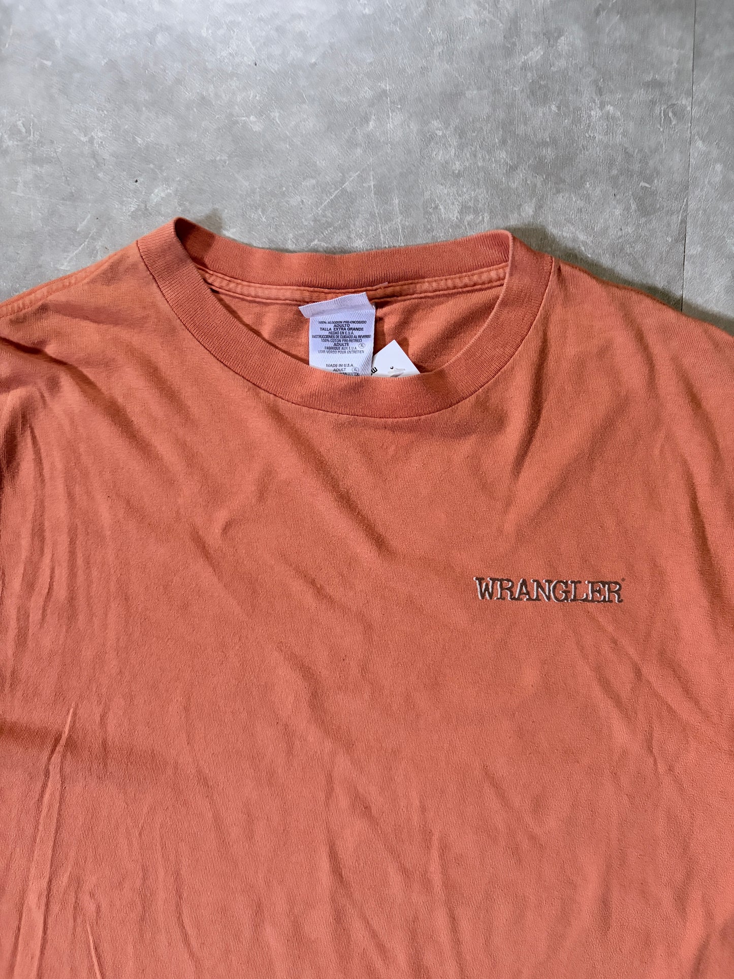 90s Vintage Wrangler Bull Riding Orange T Shirt -XL