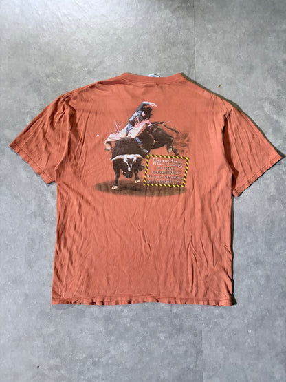90s Vintage Wrangler Bull Riding Orange T Shirt -XL