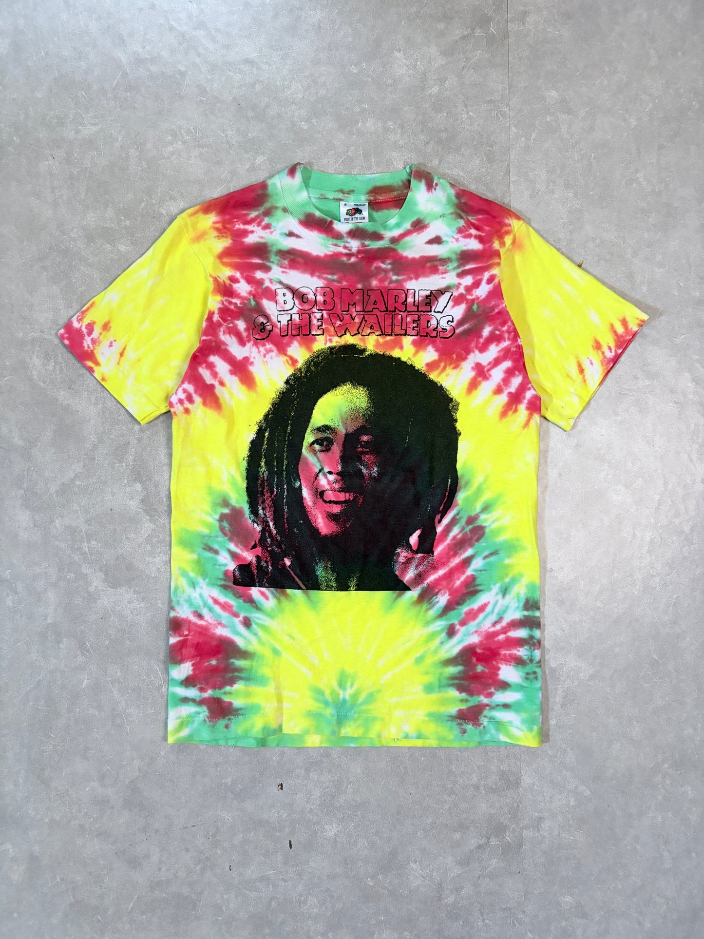 90s Vintage Bob Marley Yellow Tie Dye Band T-Shirt -S