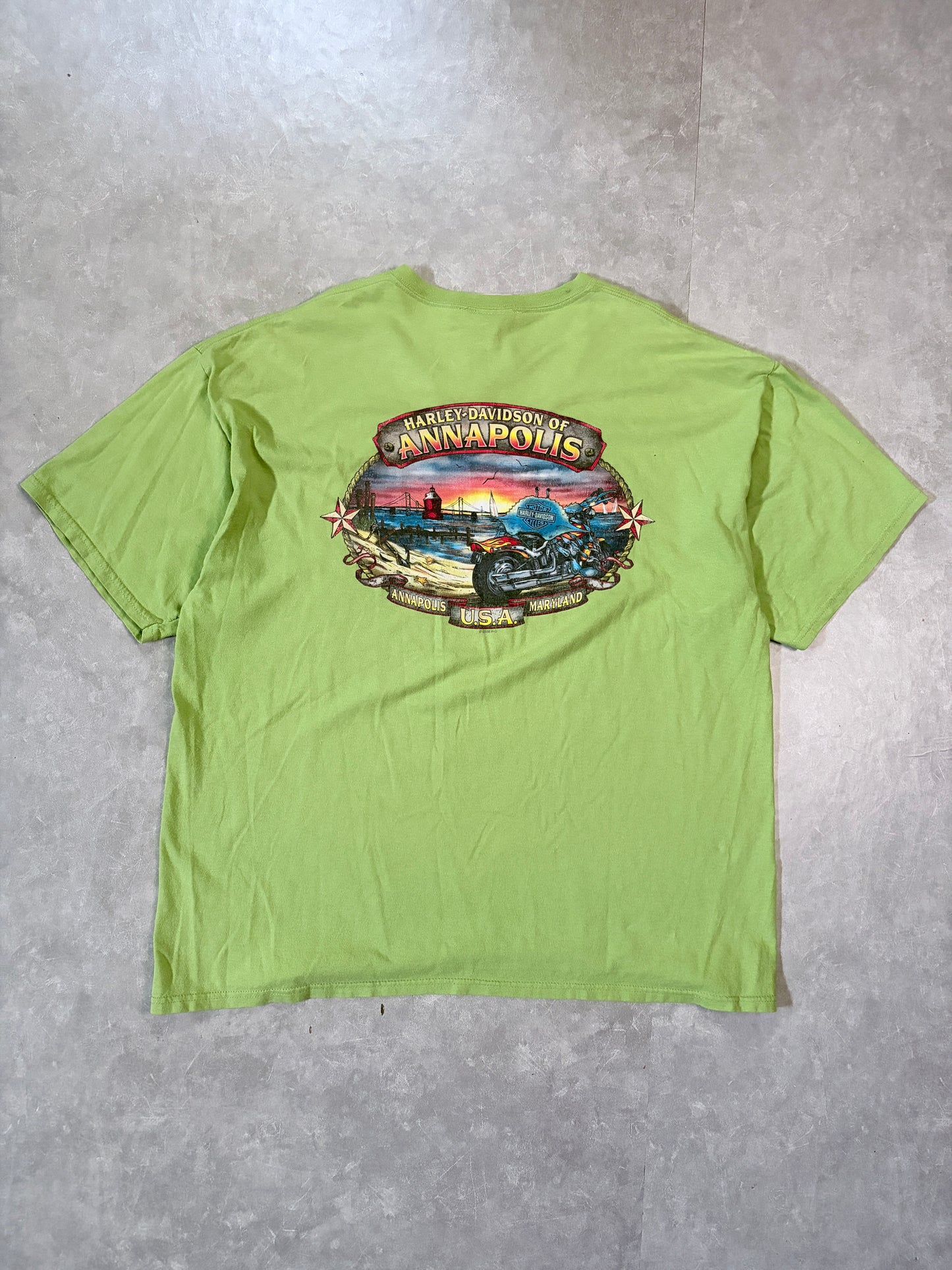 2000s Vintage Harley Davidson Lime Green T-Shirt -XXL