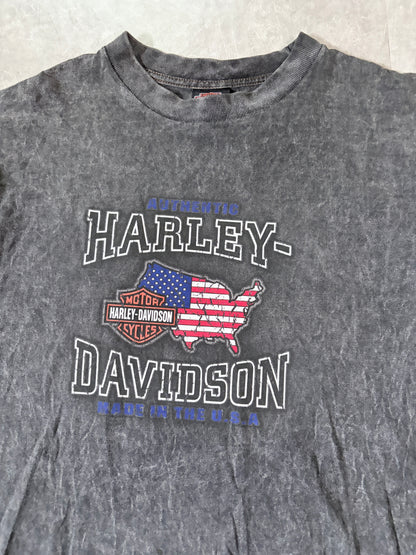 2000s Vintage Harley Davidson Acid Wash Black T-Shirt -L