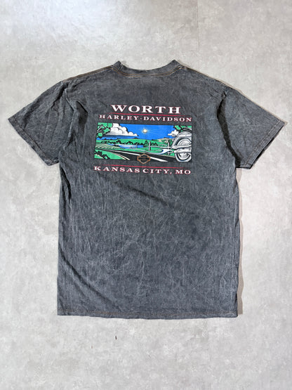 2000s Vintage Harley Davidson Acid Wash Black T-Shirt -L