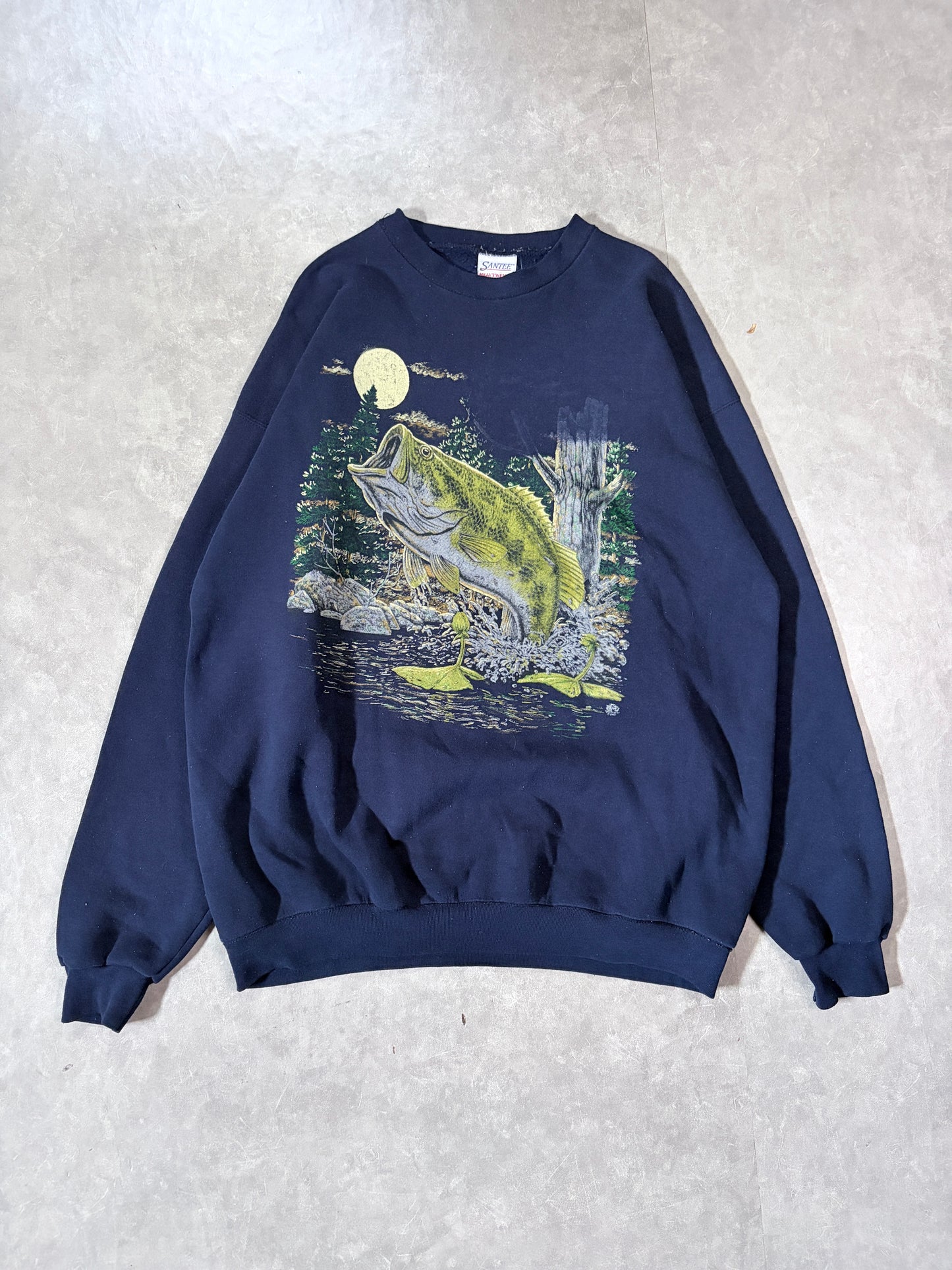 90s Vintage Bass Nature Navy Crewneck -XXL