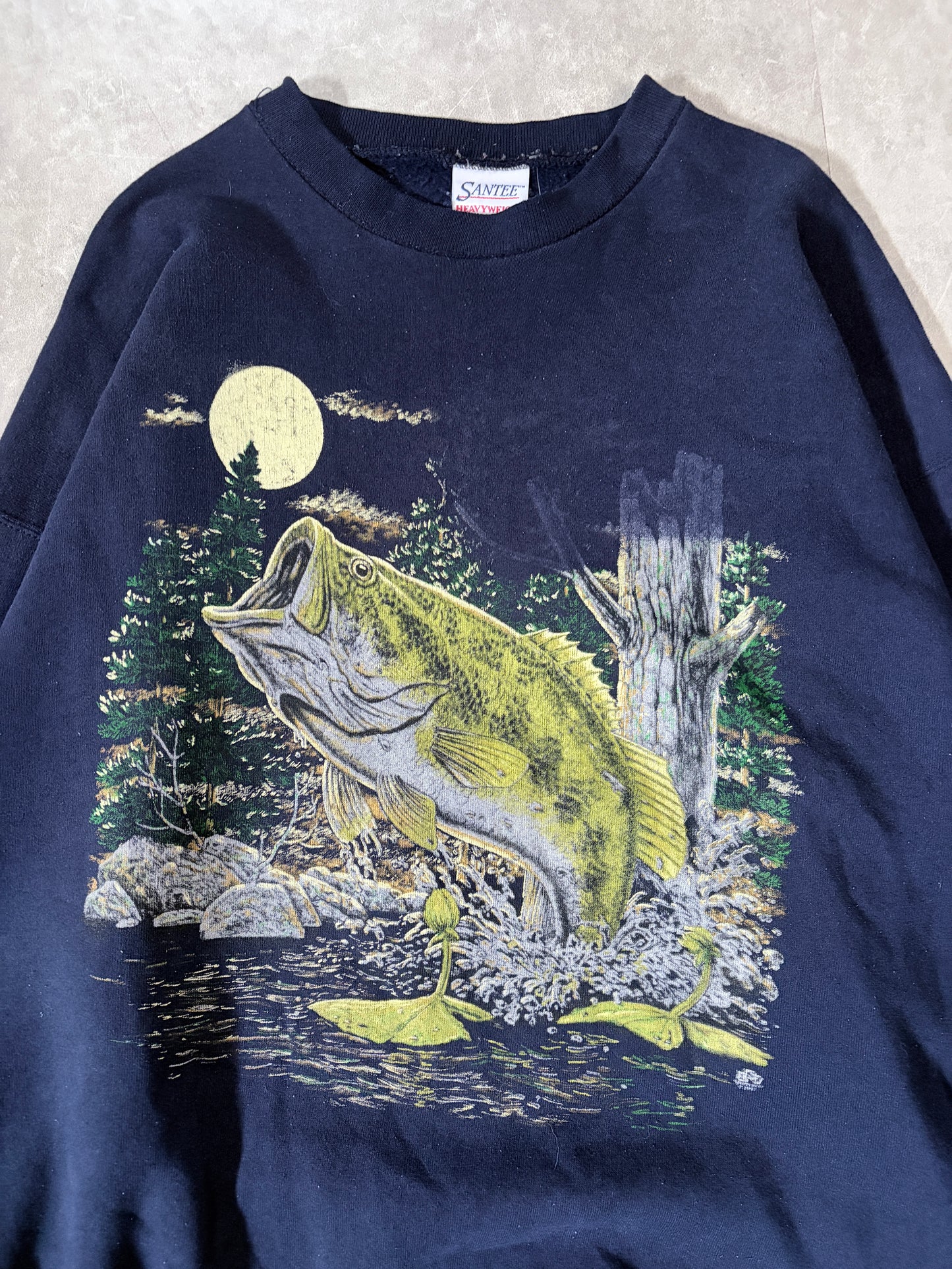 90s Vintage Bass Nature Navy Crewneck -XXL