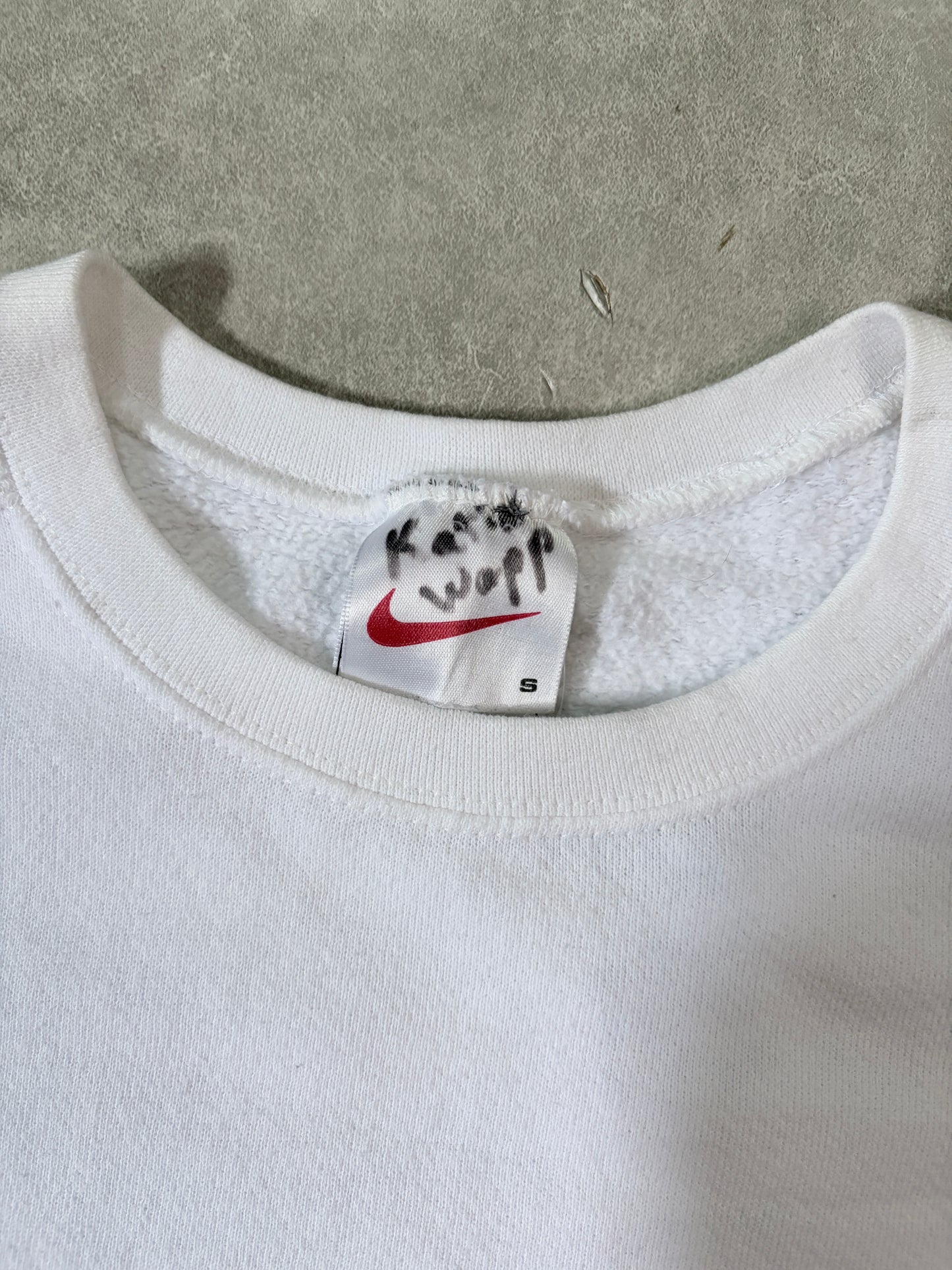90s Vintage Nike Embroidered White Crewneck -S