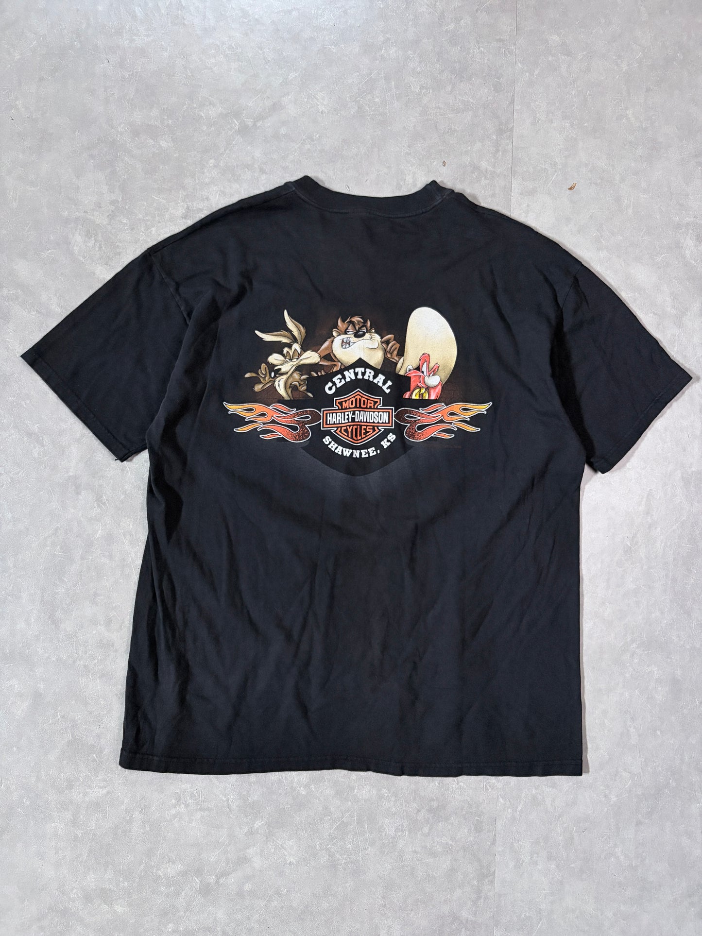 2000s Vintage Harley Davidson Looney Tunes Black T-Shirt -XL