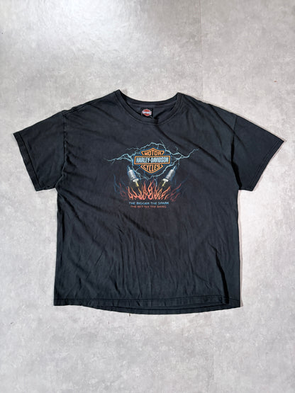 2000s Vintage Harley Davidson Sparkplugs Faded Black T Shirt -XXL