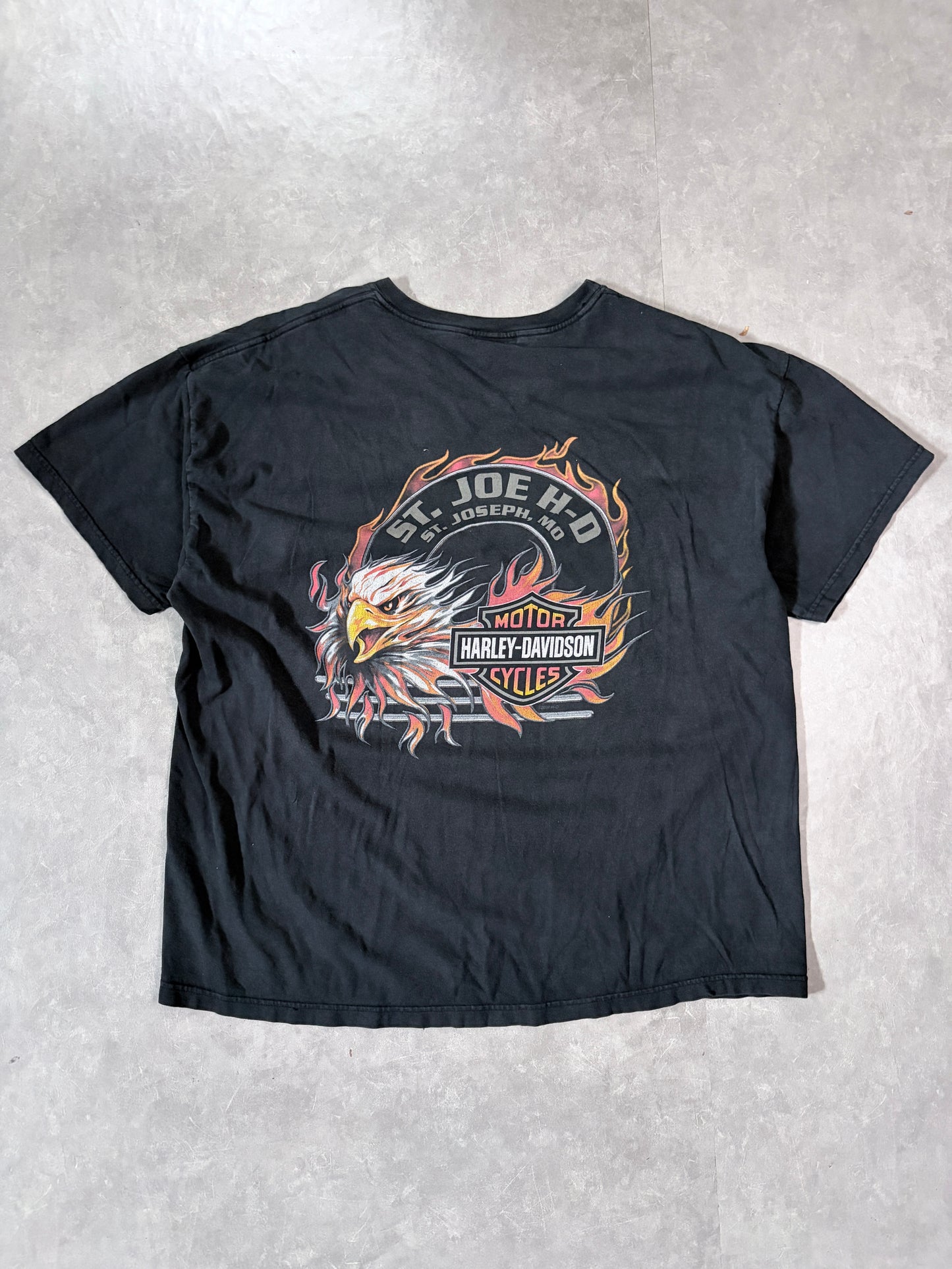 2000s Vintage Harley Davidson Sparkplugs Faded Black T Shirt -XXL