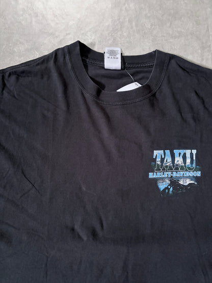 2000s Vintage Harley Davidson Taku Alaska Black T Shirt -XXXL