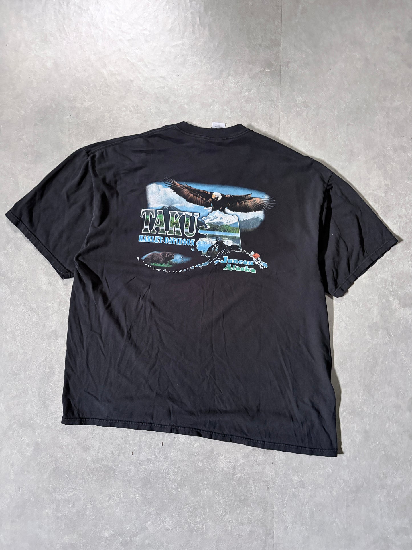 2000s Vintage Harley Davidson Taku Alaska Black T Shirt -XXXL