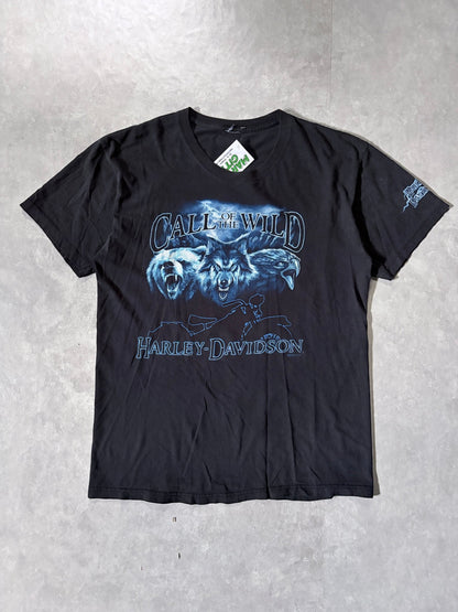 90s Vintage Harley Davidson Call of the Wild Faded Black T-Shirt -L