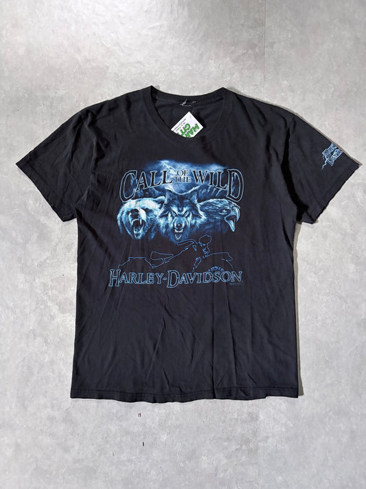 90s Vintage Harley Davidson Call of the Wild Faded Black T-Shirt -L