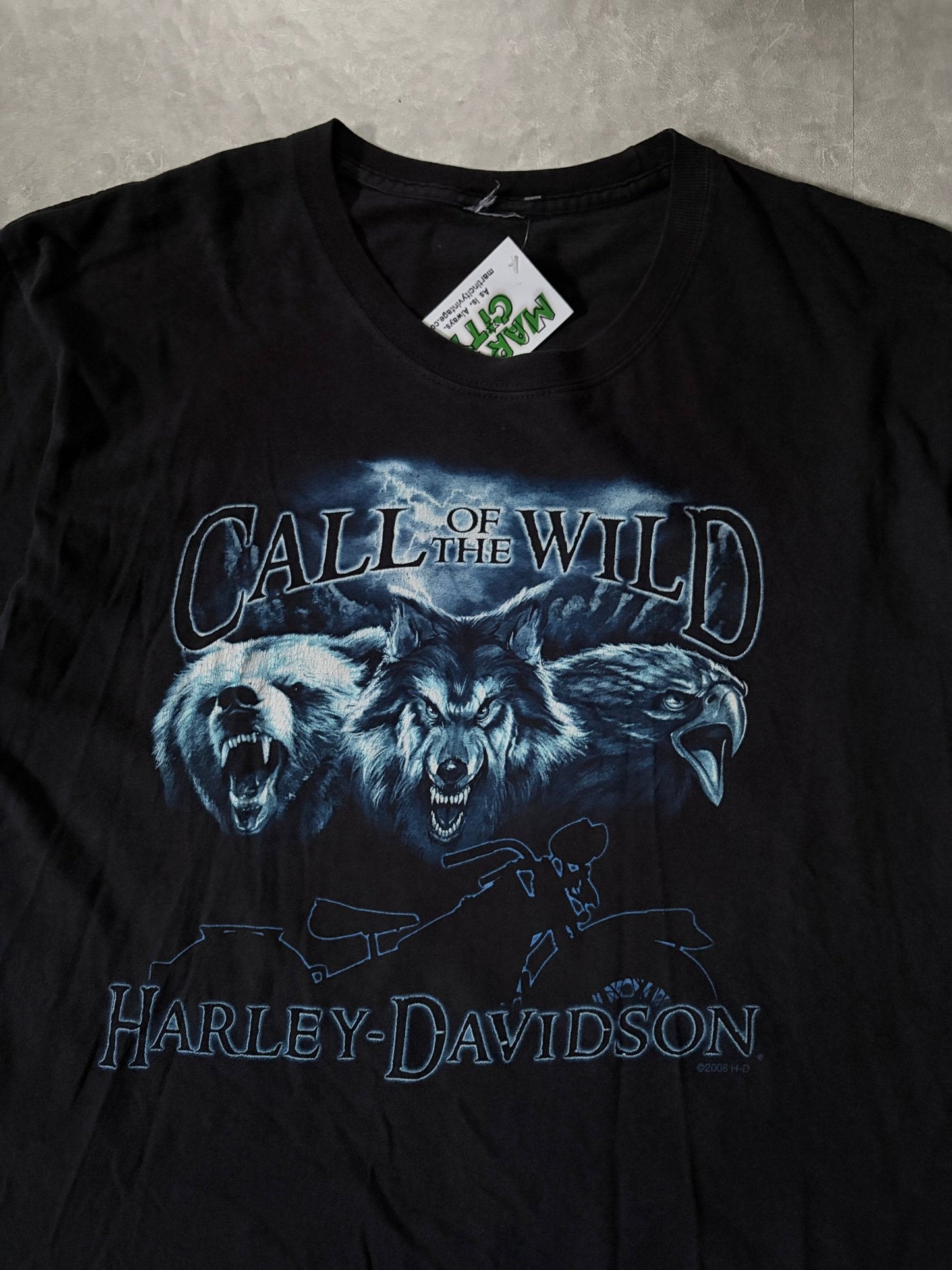 90s Vintage Harley Davidson Call of the Wild Faded Black T-Shirt -L