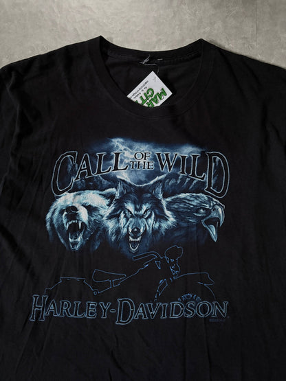 90s Vintage Harley Davidson Call of the Wild Faded Black T-Shirt -L